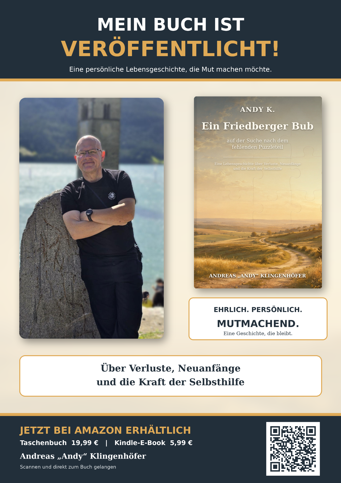 Plakat zum Buch Ein Friedberger Bub auf der Suche nach dem fehlenden Puzzleteil von Andreas Andy Klingenhöfer